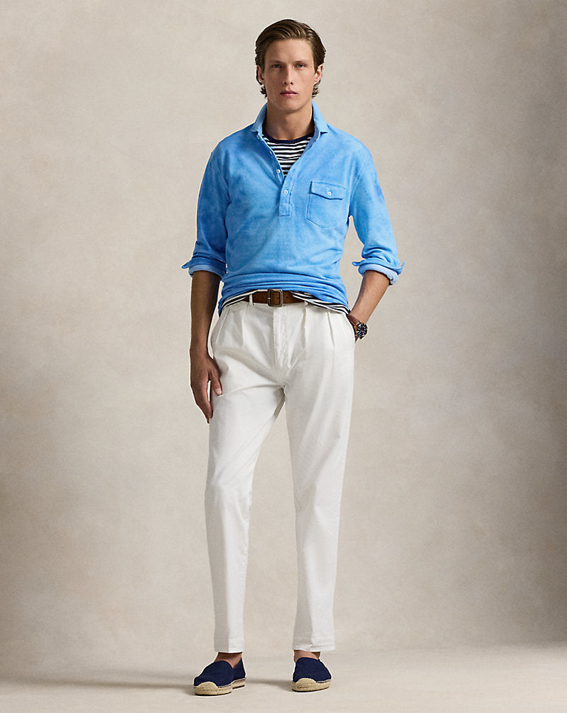 Garment-Dyed Mesh Polo Shirt Sky Blue