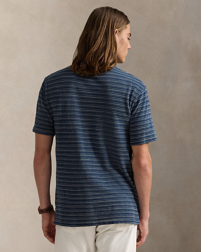 Standard Fit Striped Jersey Polo Shirt Dark Indigo Txt Stripe