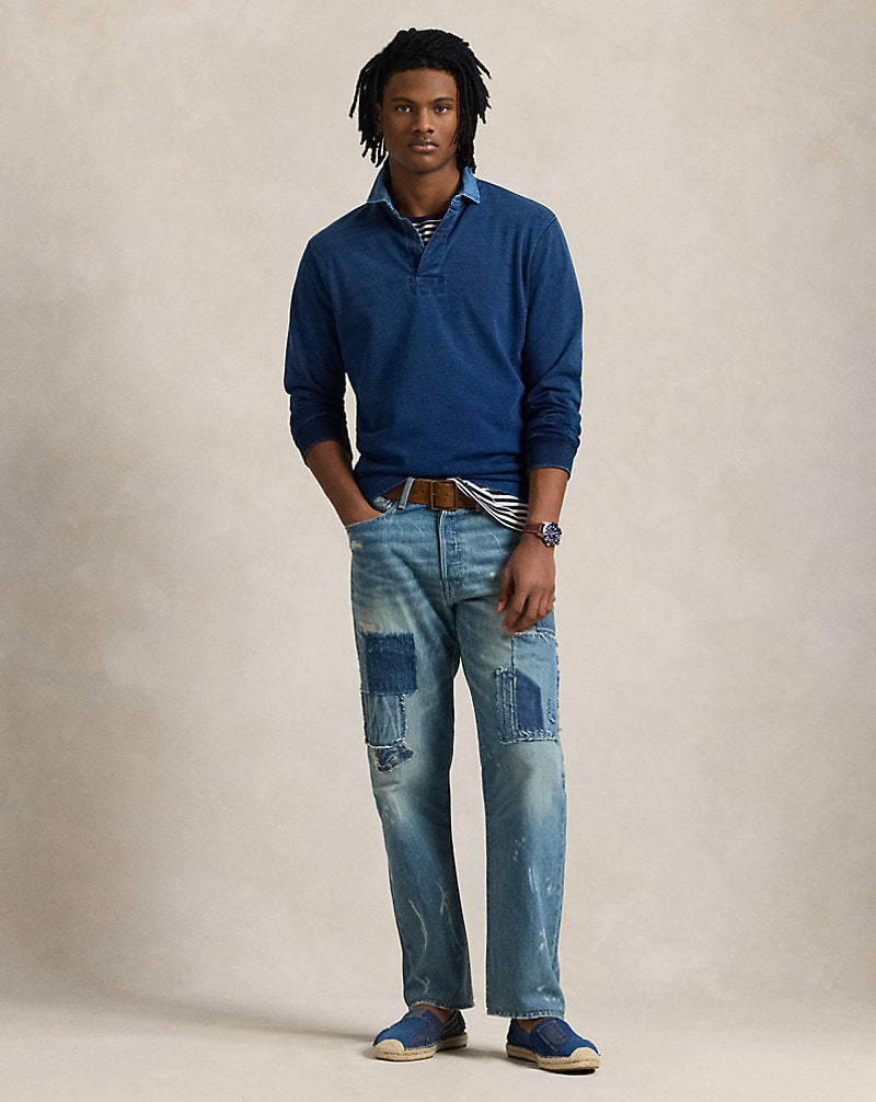 Classic Fit Indigo Jersey Rugby Shirt Dark Indigo