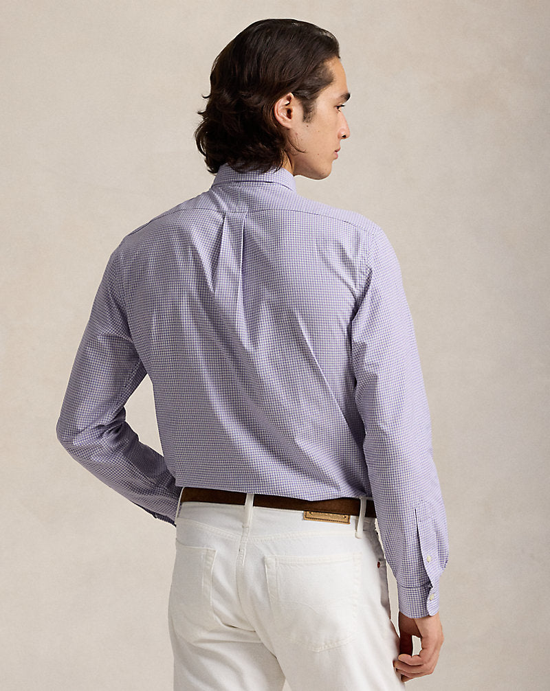 Classic Fit Checked Poplin Shirt Purple Navy Multi