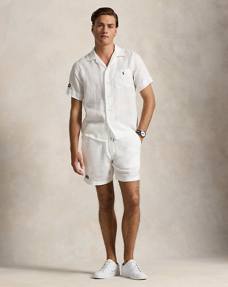 Australian Open Linen-Blend Camp Shirt White