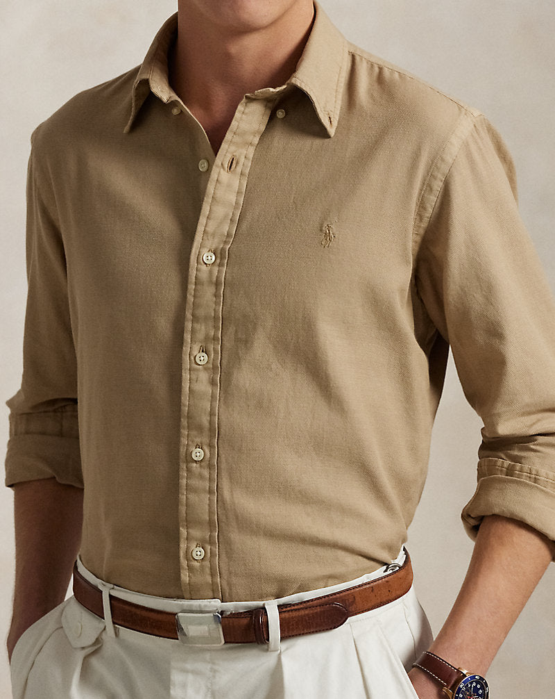 Custom Fit Garment-Dyed Dobby Shirt Surrey Tan