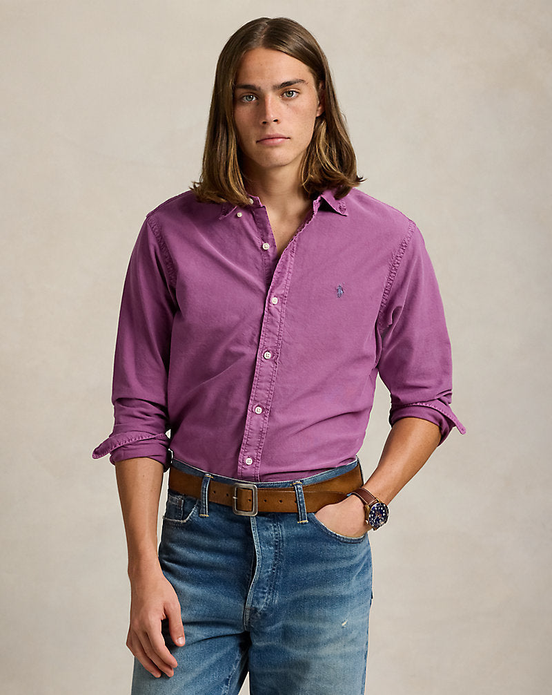 Slim Fit Garment-Dyed Oxford Shirt Tea Rose
