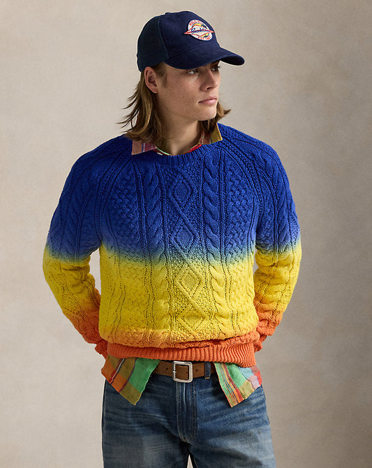 Dip-Dyed Aran-Knit Cotton Jumper Dip Dye Multi