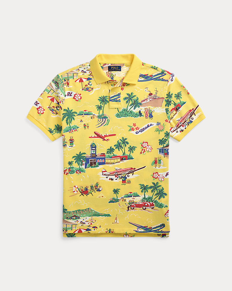 Custom Slim Polo Bear Mesh Polo Shirt On Holiday Bear Yellow