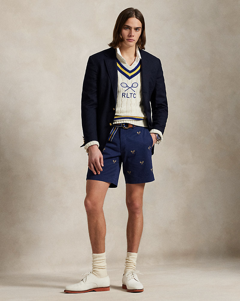 20.5 cm Straight Embroidered Chino Short Newport Navy
