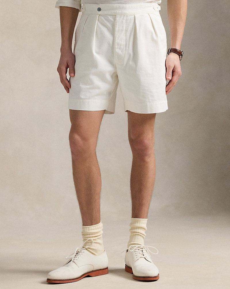 18 cm Relaxed Fit Pleated Twill Short Deckwash White