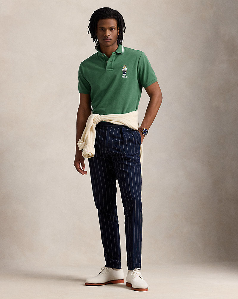 Custom Slim Polo Bear Mesh Polo Shirt Antq Green Hrtg Icns