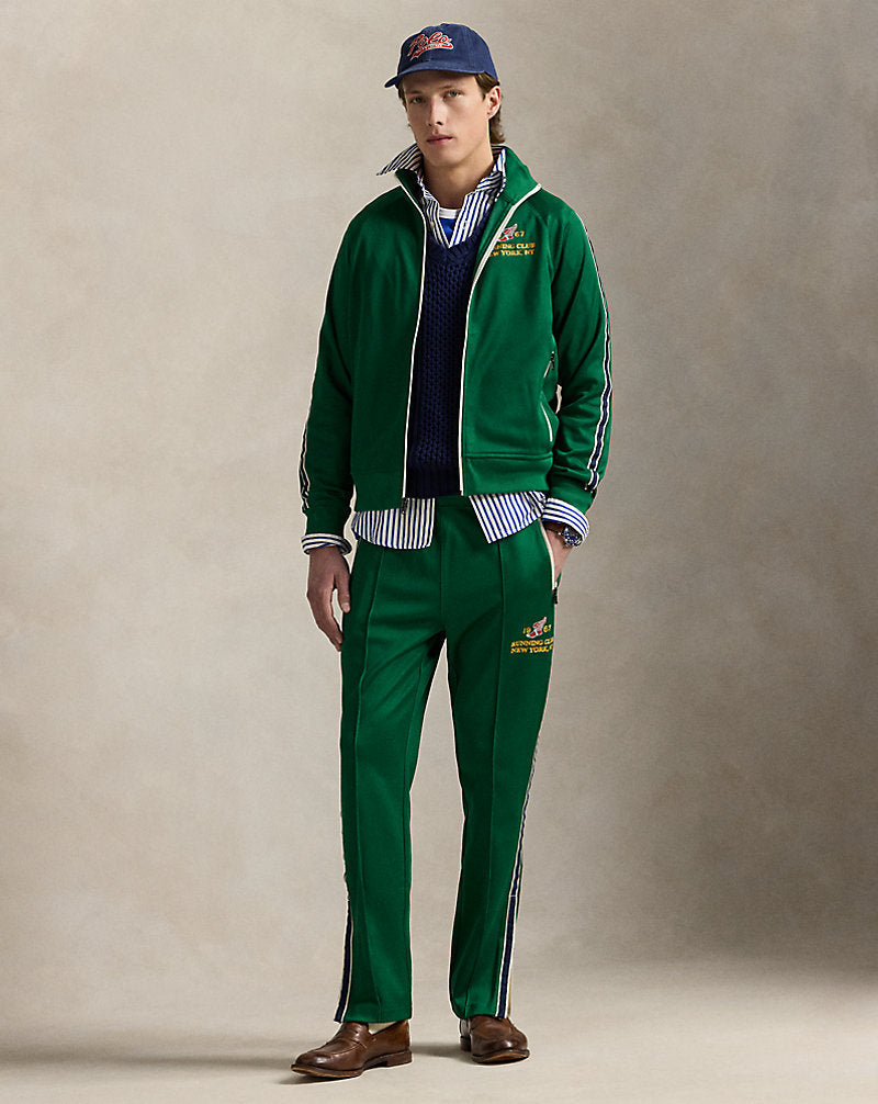 Embroidered Plaited Tricot Track Jacket Tennis Green