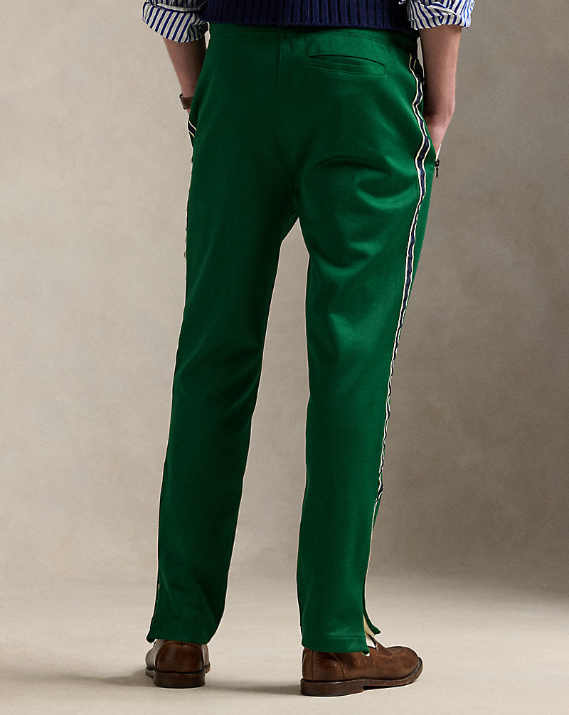 Embroidered Plaited Tricot Track Trouser Tennis Green