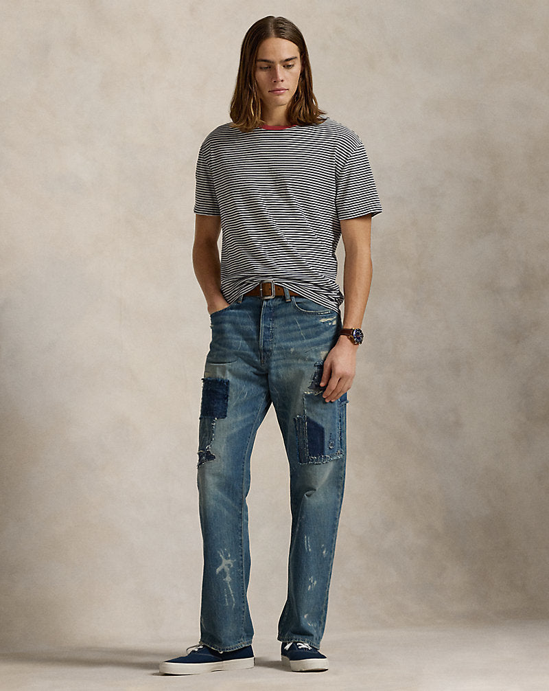 Classic Fit Striped Gauze Jersey T-Shirt Newport Navy/Nevis