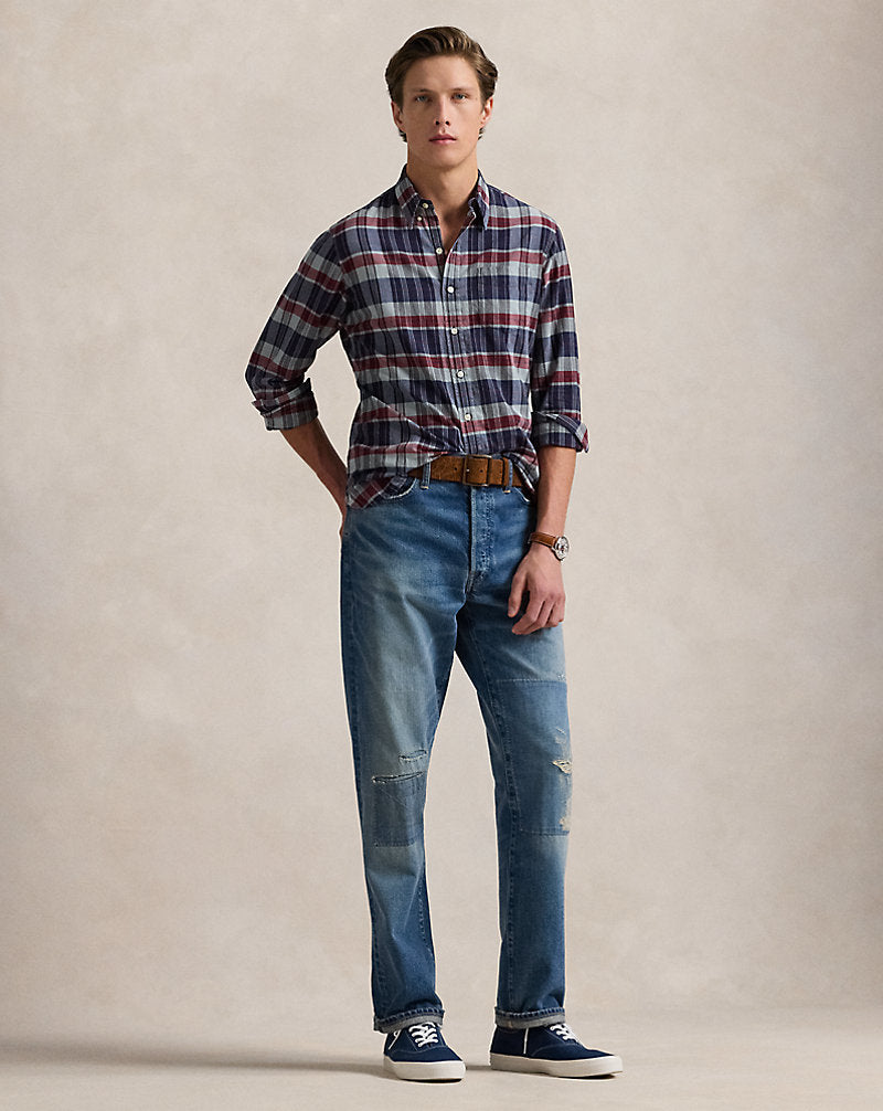 Classic Fit Indigo Madras Shirt Indigo/Red Multi