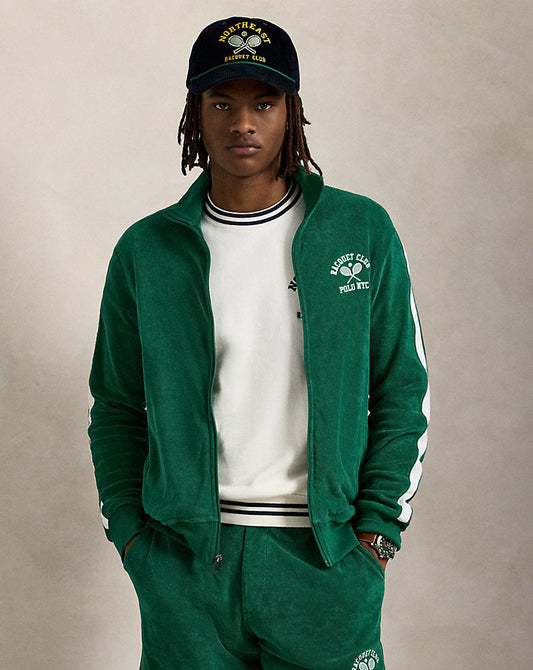 Embroidered Terry Track Jacket Tennis Green