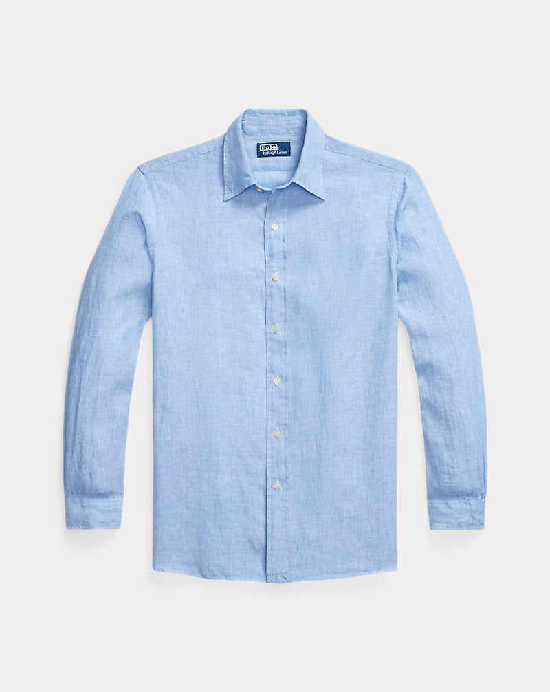 Classic Fit Linen Shirt Blue/White