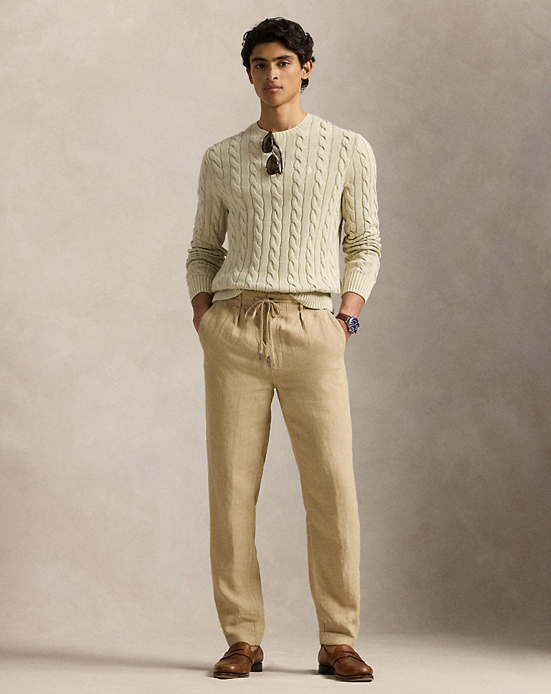 Cable-Knit Mineral-Dyed Cotton Jumper Natural