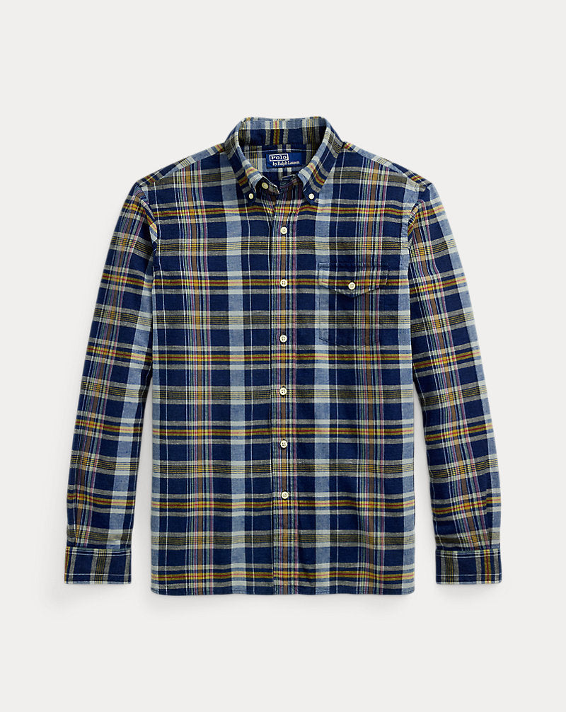 Classic Fit Indigo Madras Shirt Navy Pink Multi