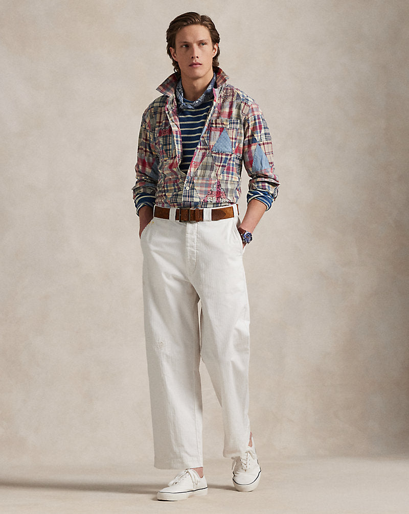 Classic Fit Patchwork Madras Camp Shirt Madras Patchwork