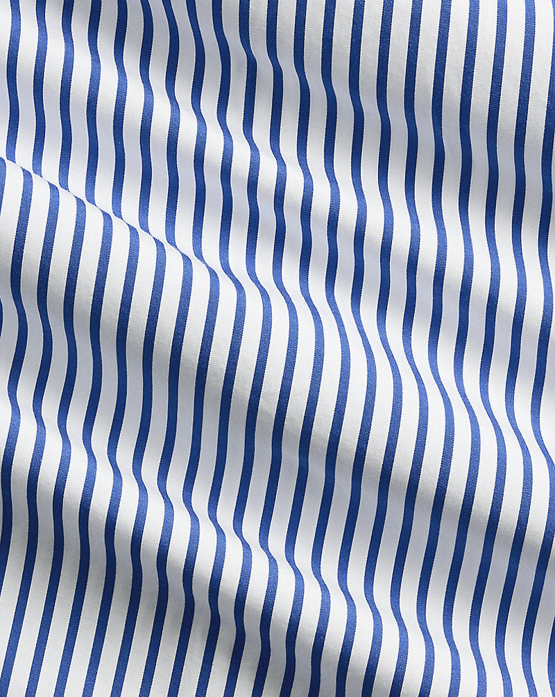 Classic Fit Repaired Poplin Shirt Blue White Mending