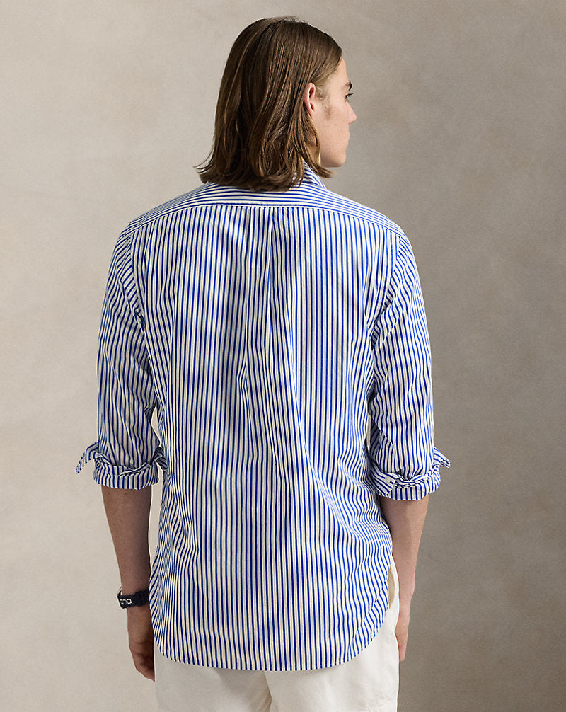 Classic Fit Repaired Poplin Shirt Blue White Mending