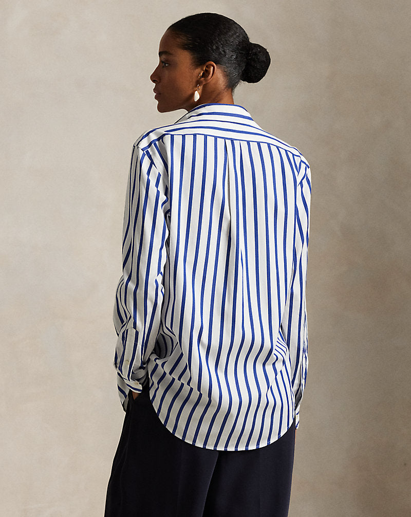 Classic Fit Striped Poplin Shirt White/Blue