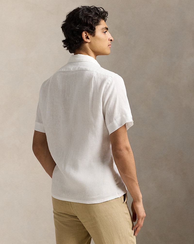 Classic Fit Linen Camp Shirt Ceramic White