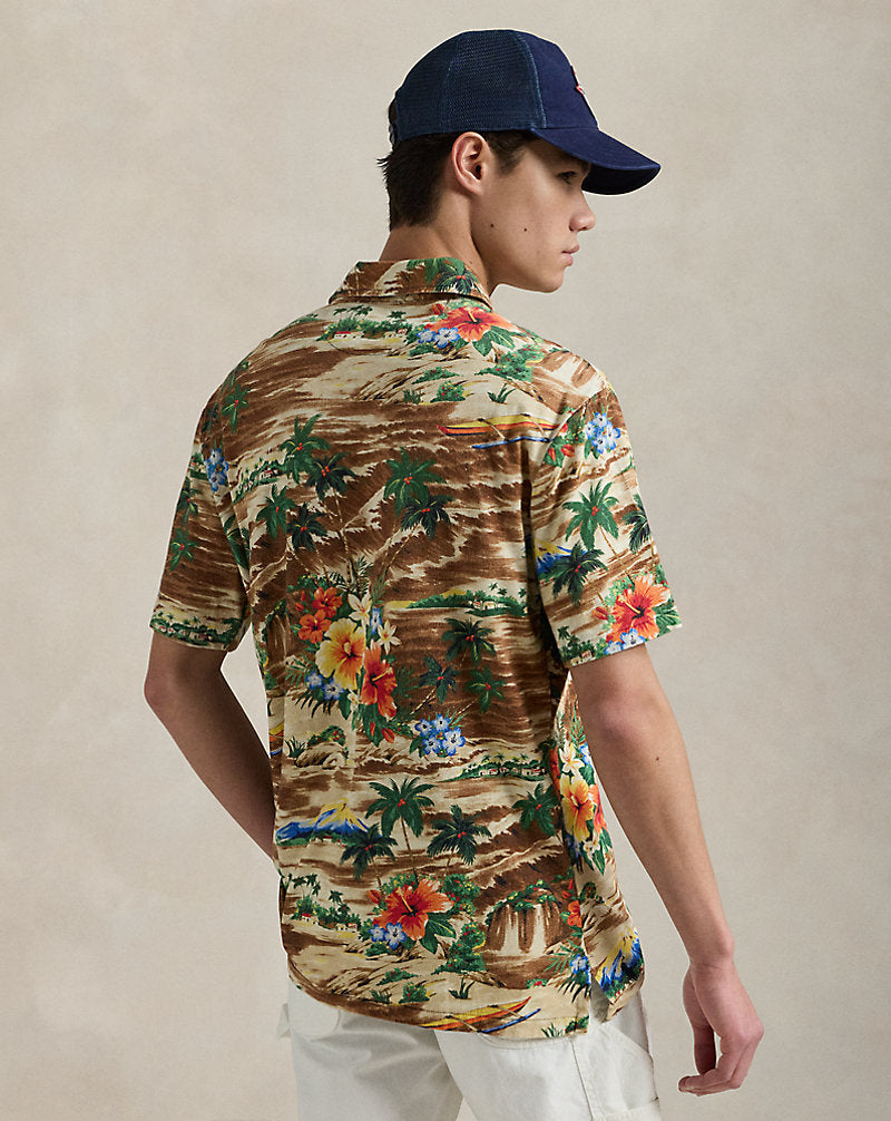 Classic Fit Tropical Linen-Cotton Polo Outrigger Scenenic