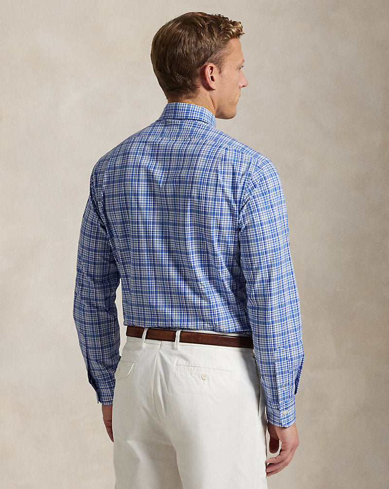 Classic Fit Plaid Stretch Poplin Shirt Blue Multi