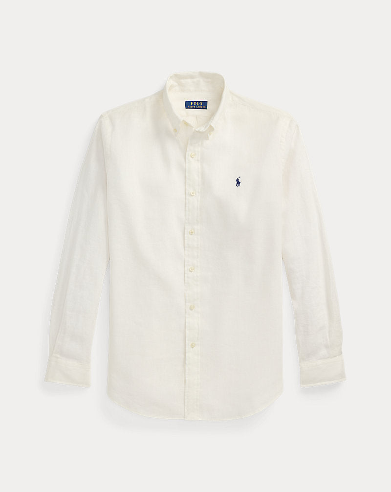 Custom Fit Linen-Cotton Shirt Deckwash White