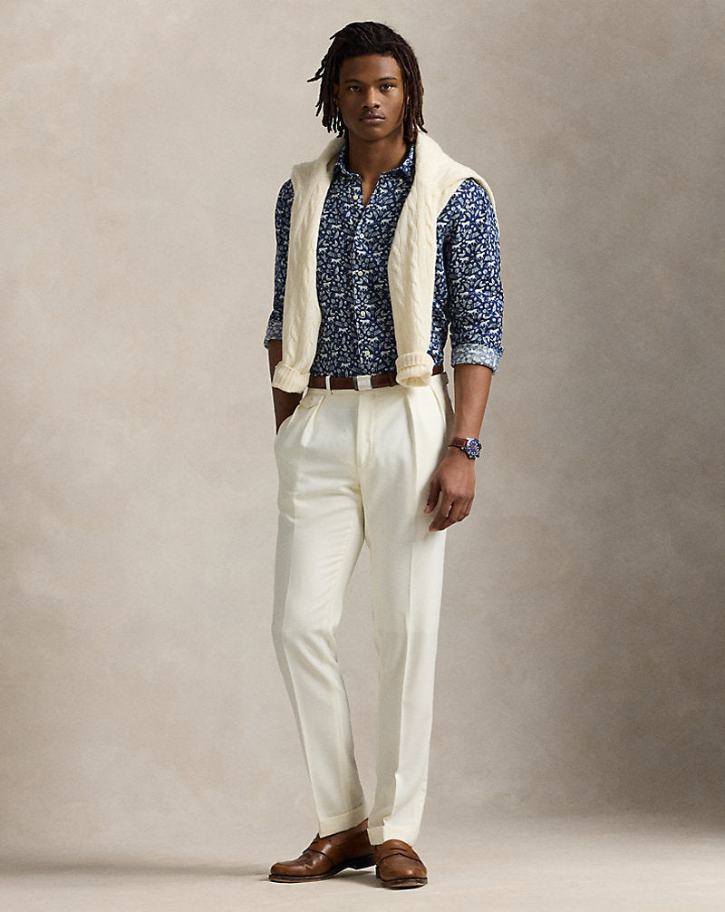Custom Fit Print Linen Shirt Jaguar Palms