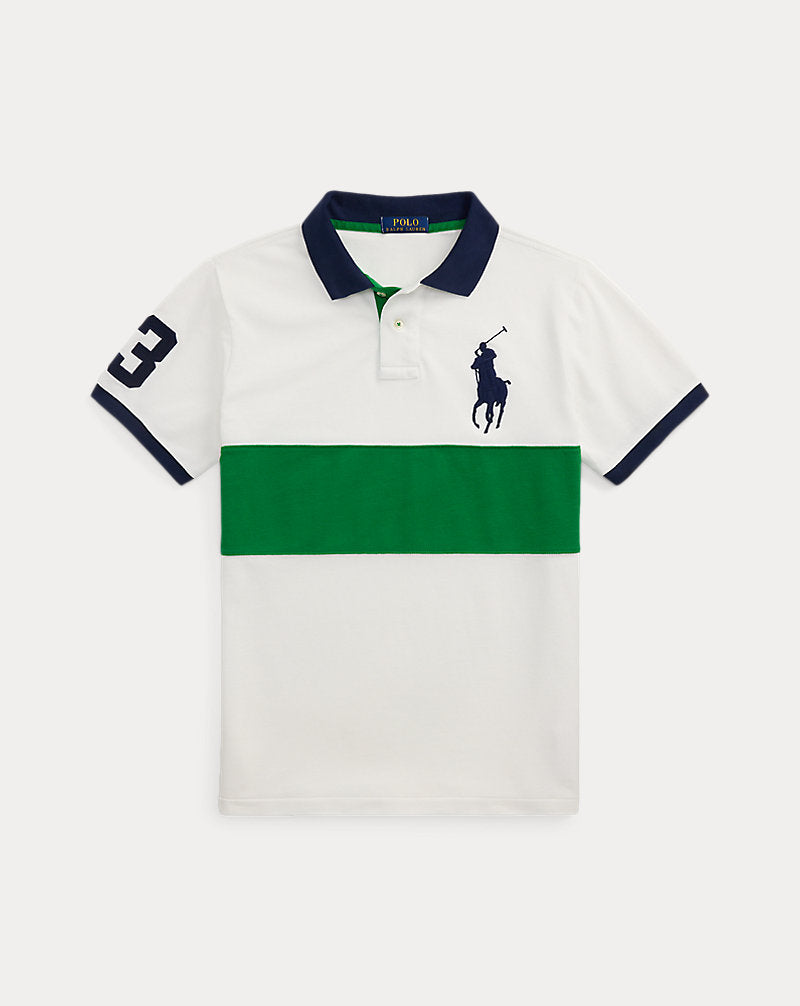 Custom Slim Fit Big Pony Mesh Polo Shirt Cruise Green Multi