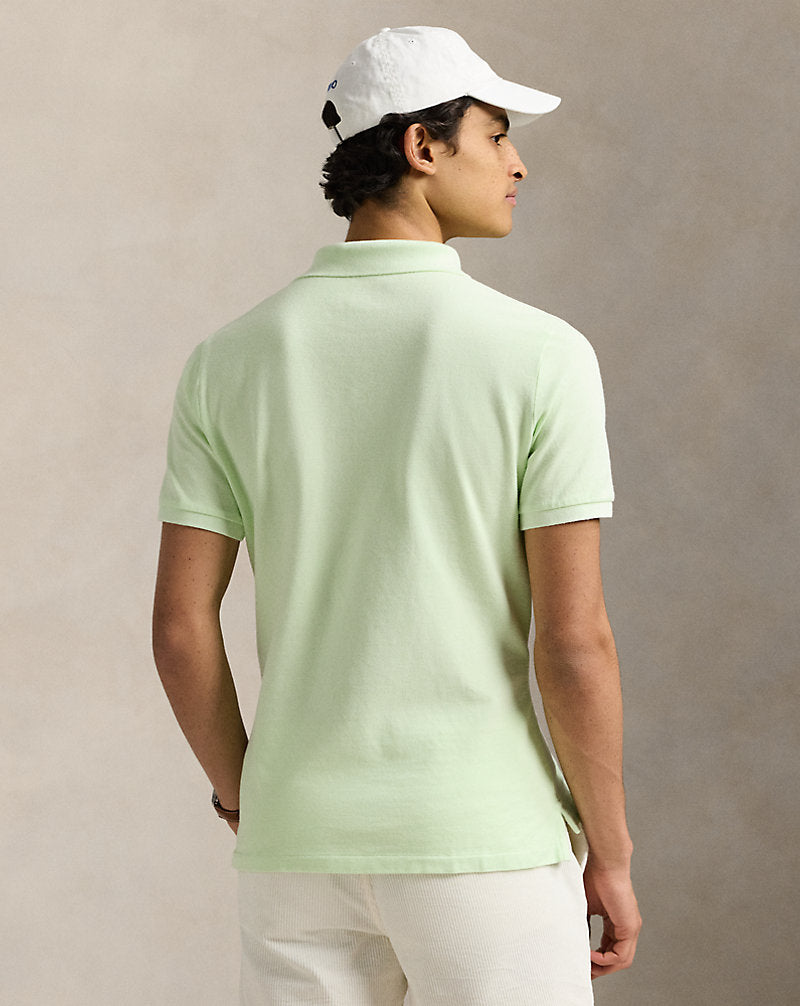 Custom Slim Mineral-Dyed Mesh Polo Shirt Leaf