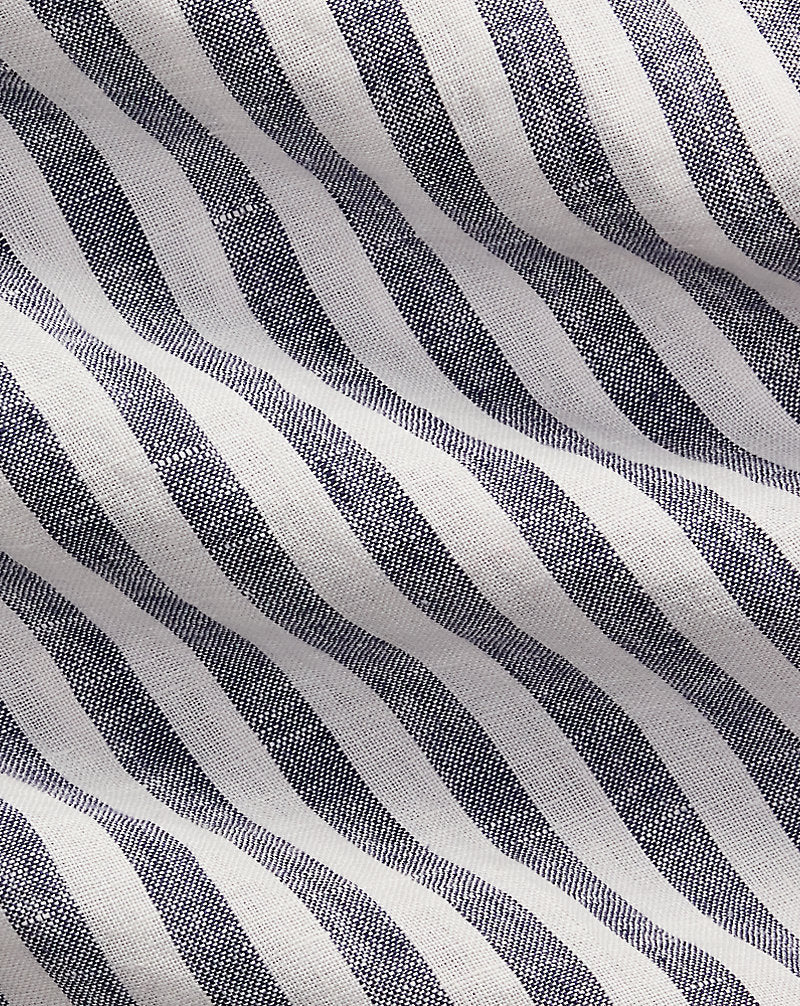 Custom Fit Striped Linen Shirt Navy/White