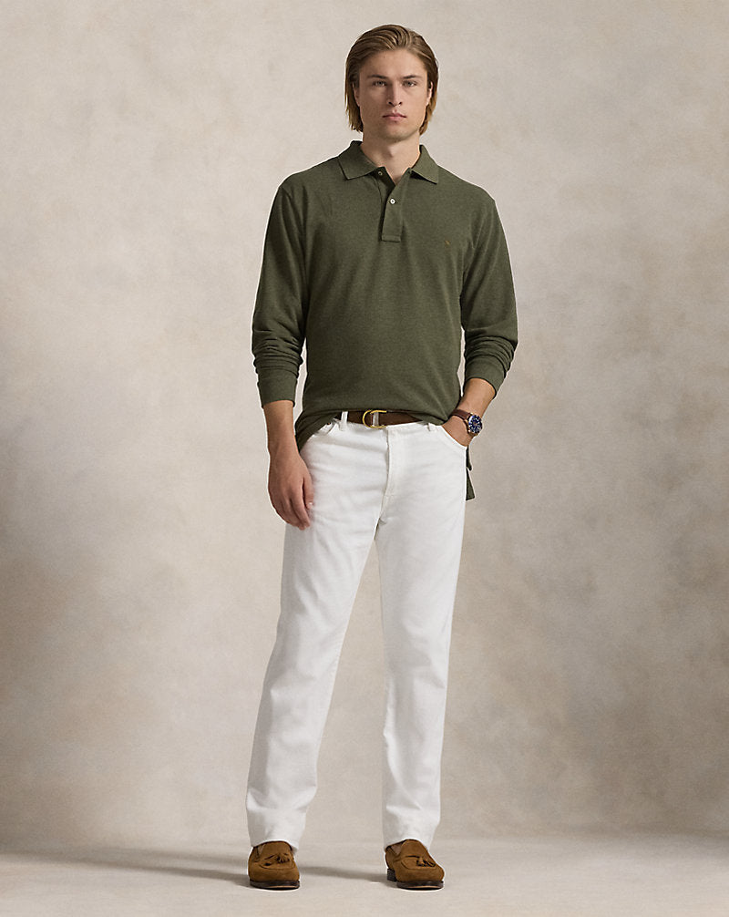 Mesh Long-Sleeve Polo Shirt Service Green Hthr