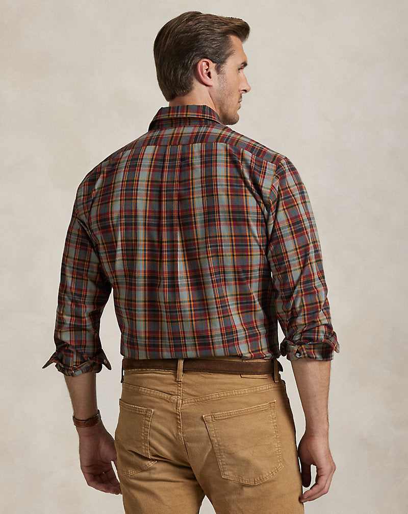 Plaid Performance Shirt Cream Navy Multi