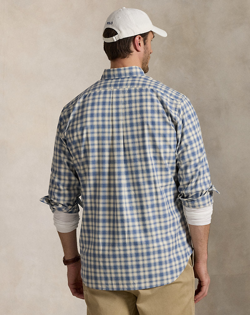 Plaid Oxford Shirt Blue Cream