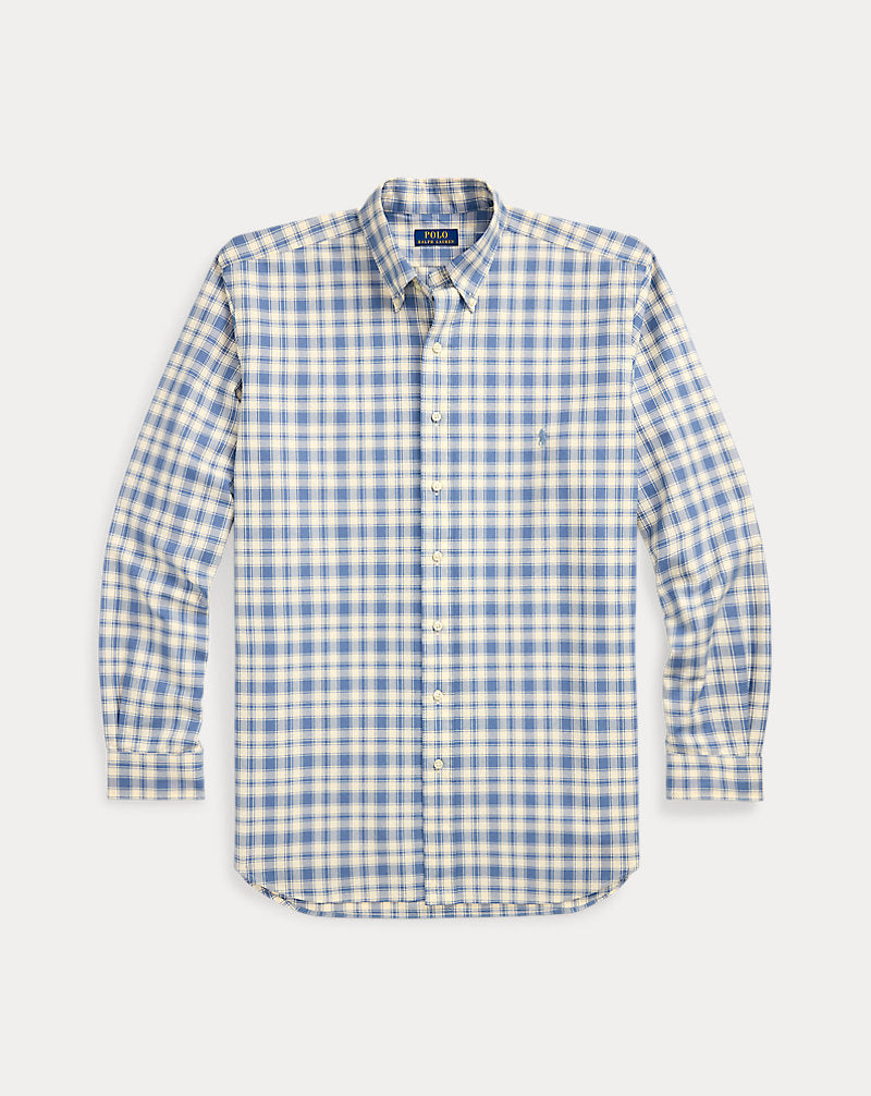 Plaid Oxford Shirt Blue Cream
