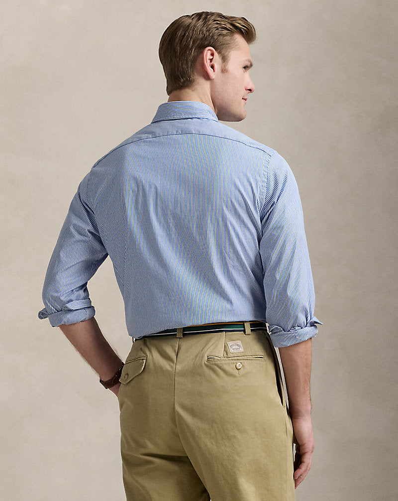 Classic Fit Striped Popover Shirt Blue White