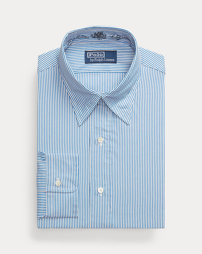 Classic Fit Striped Popover Shirt Blue White