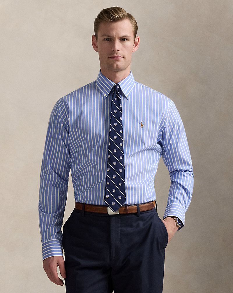 Custom Fit Striped Pinpoint Oxford Shirt Blue/White