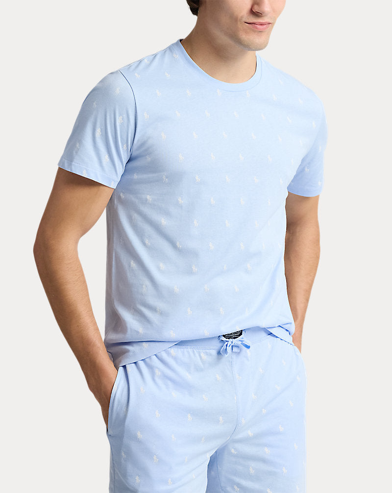 Allover Pony Cotton Jersey Sleep Shirt Office Blue