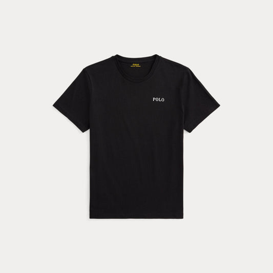 Cotton Jersey Sleep Shirt Polo Black Polo Tee