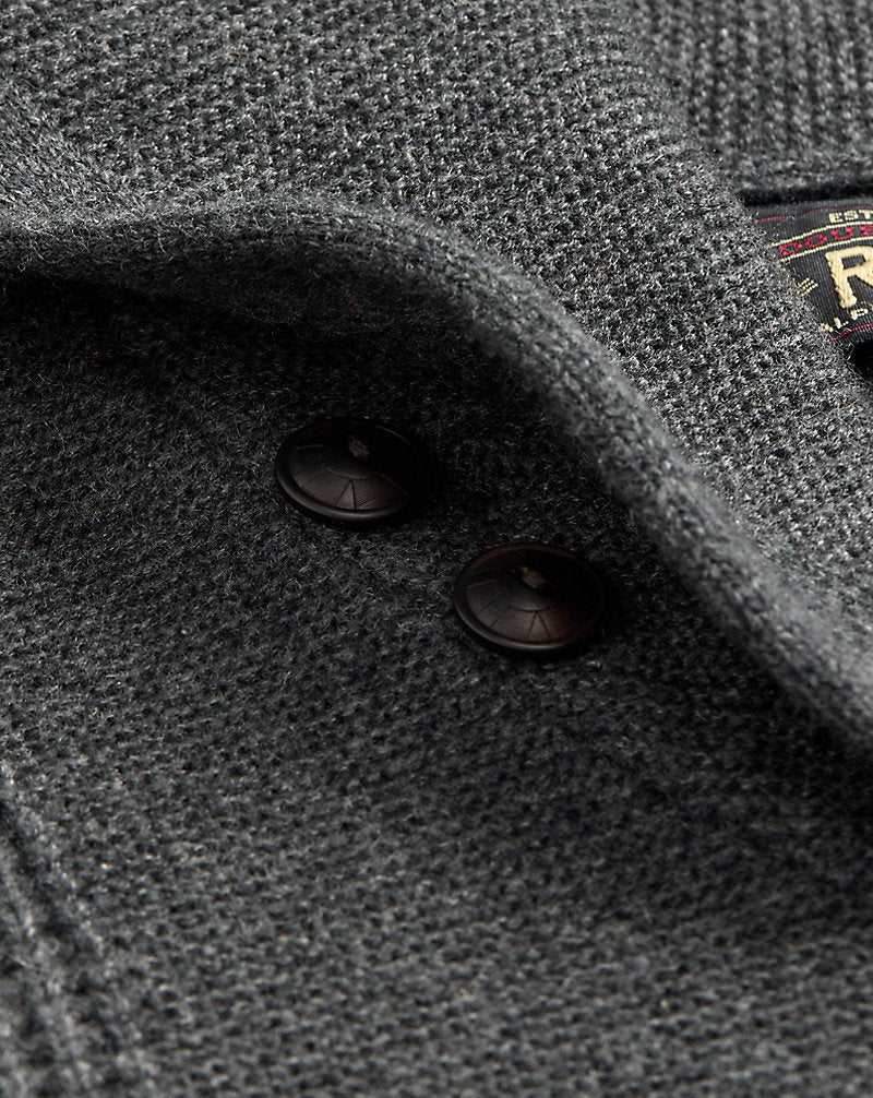 Waffle-Knit Cashmere Cardigan Dark Grey Heather