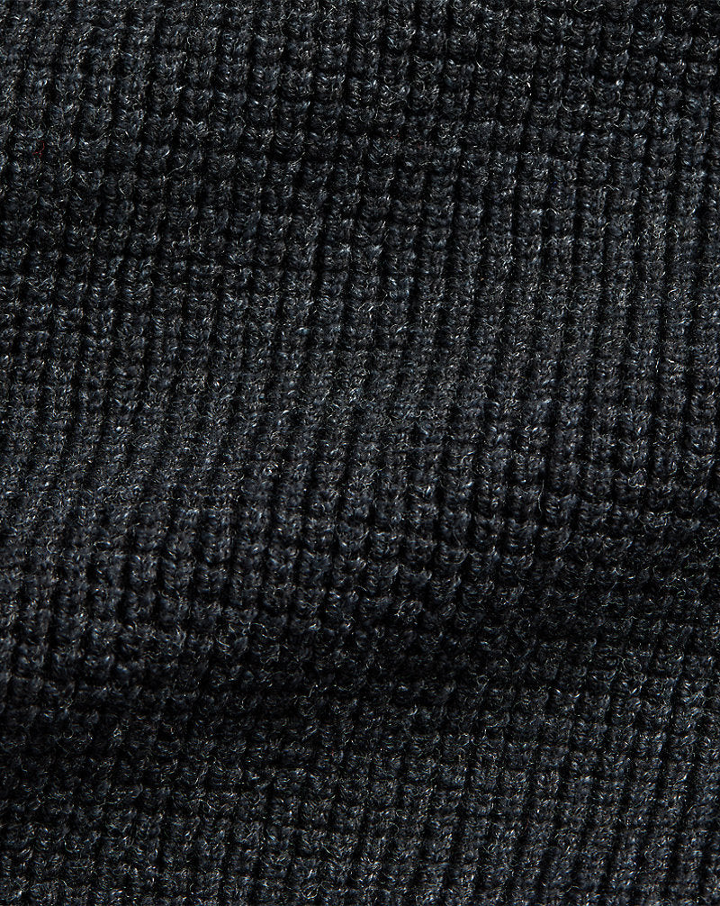 Waffle-Knit Cotton-Wool Jumper Black Heather