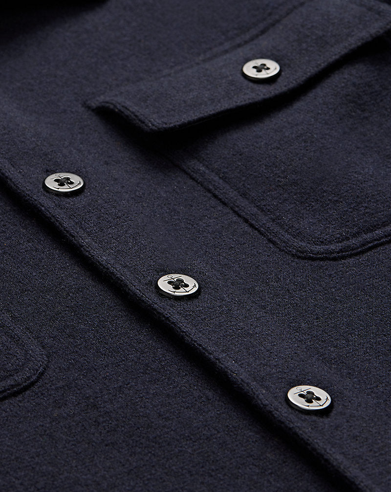 Birdseye Jacquard Wool Workshirt Jumper Navy