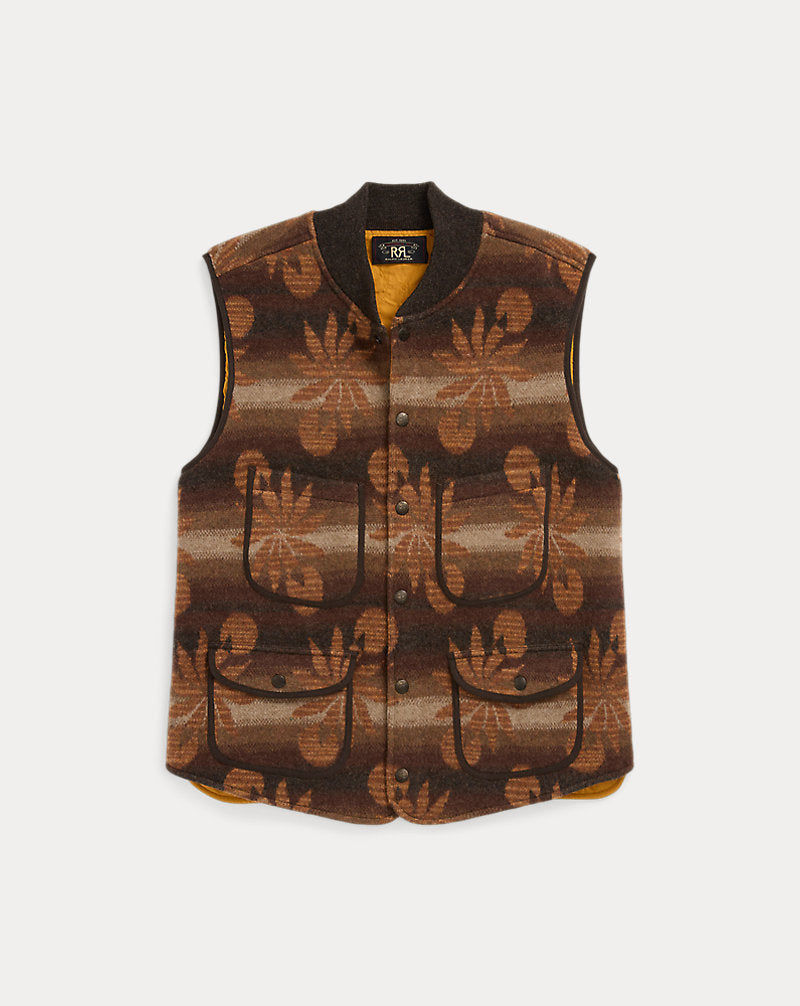 Wool-Cashmere Sleeveless Cardigan Brown Multi