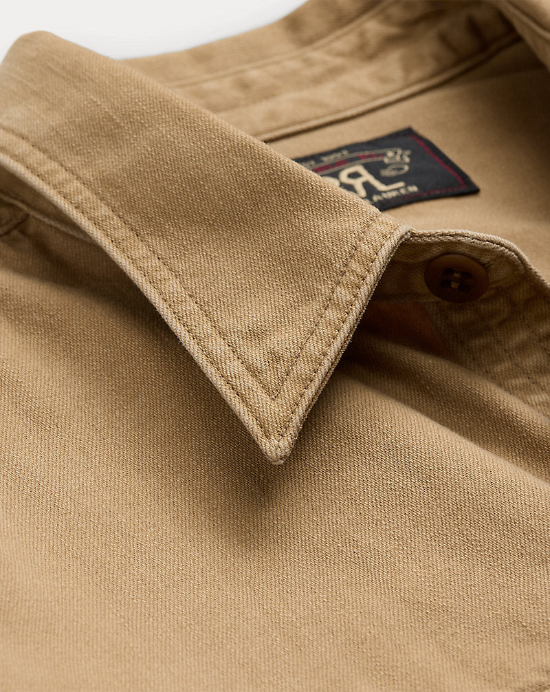 Twill Officer's Workshirt Faded Tan