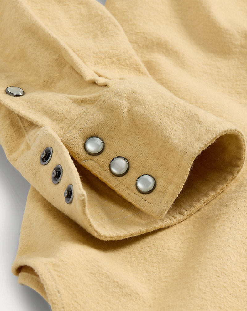 Slim Fit Chamois Western Shirt Faded Yellow