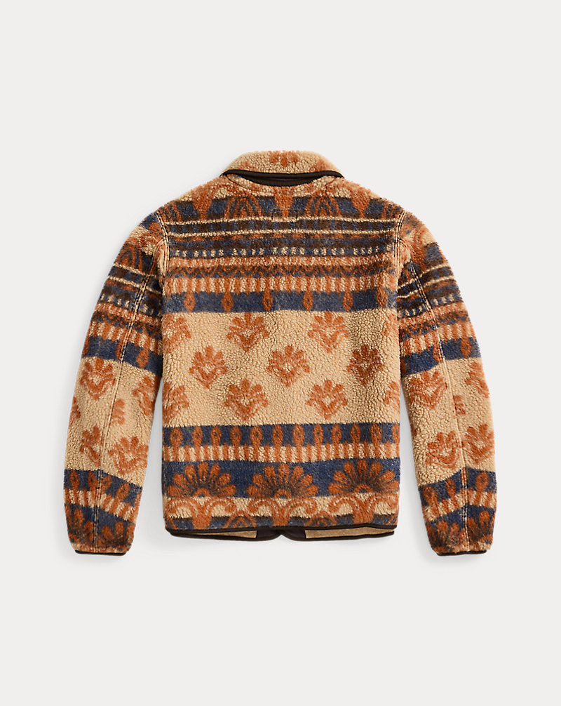 Wool-Blend Pile Fleece Jacket Orange/Multi
