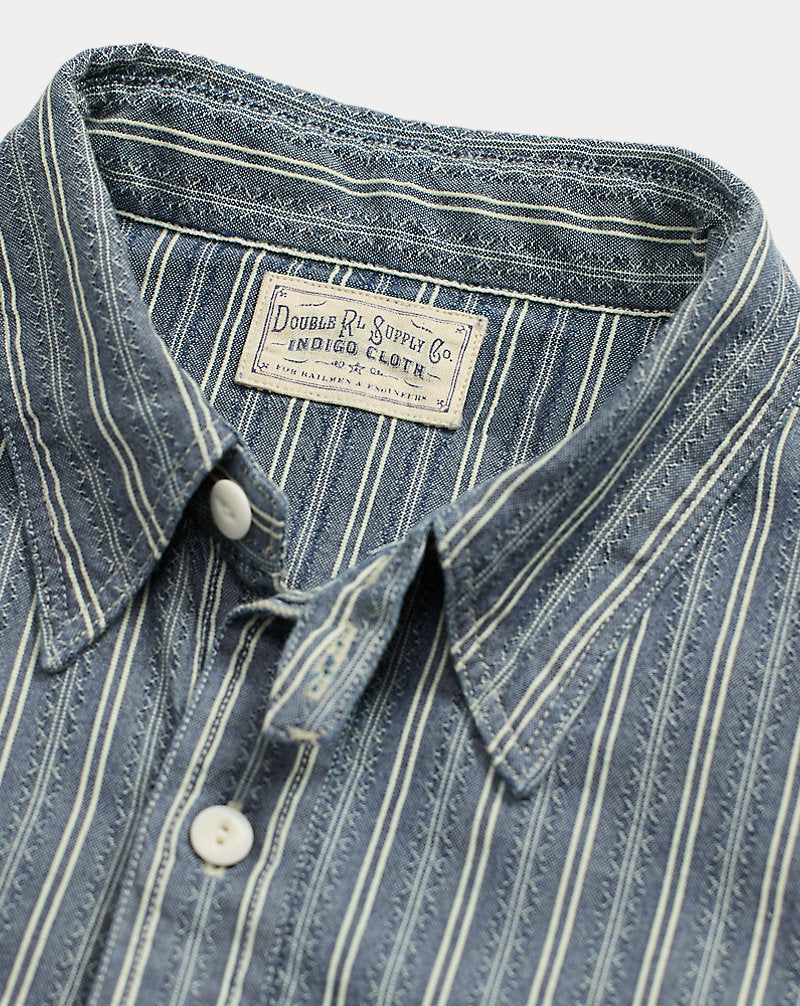 Striped Dobby-Chambray Workshirt Indigo/Cream