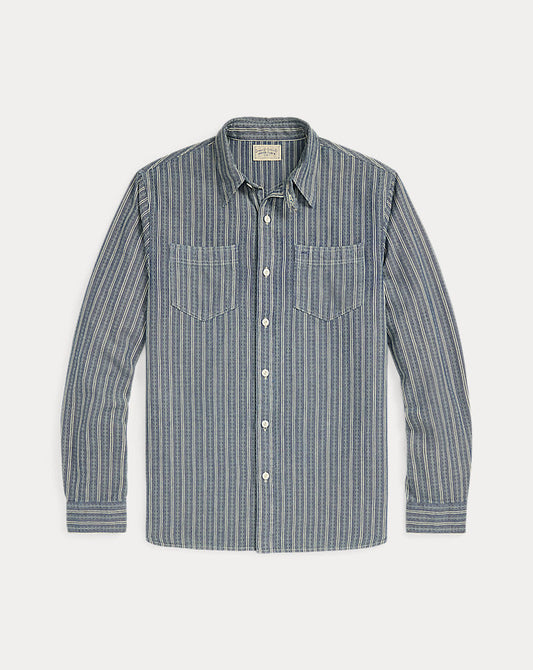 Striped Dobby-Chambray Workshirt Indigo/Cream